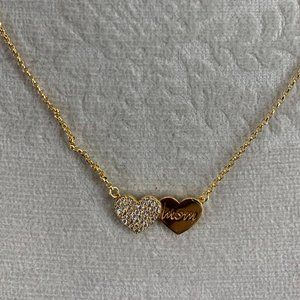Kate Spade Gold Double Pave Mom Heart Necklace